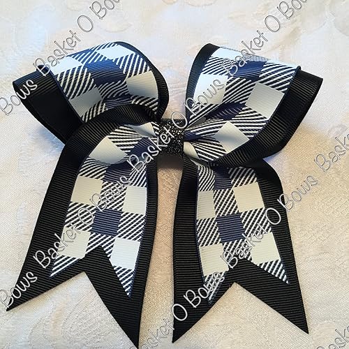Amazon Com Small Bow Navy Blue With White Buffalo Plaid Hair