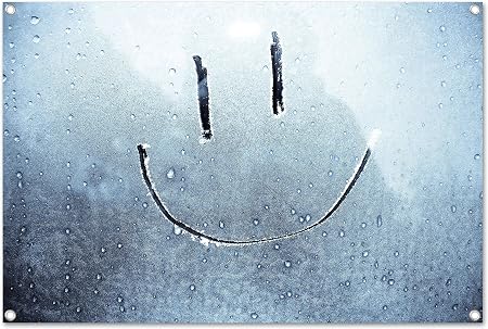 Smile on wet window design on PVC-Tarpaulin including eyelets in the  format: 23.6