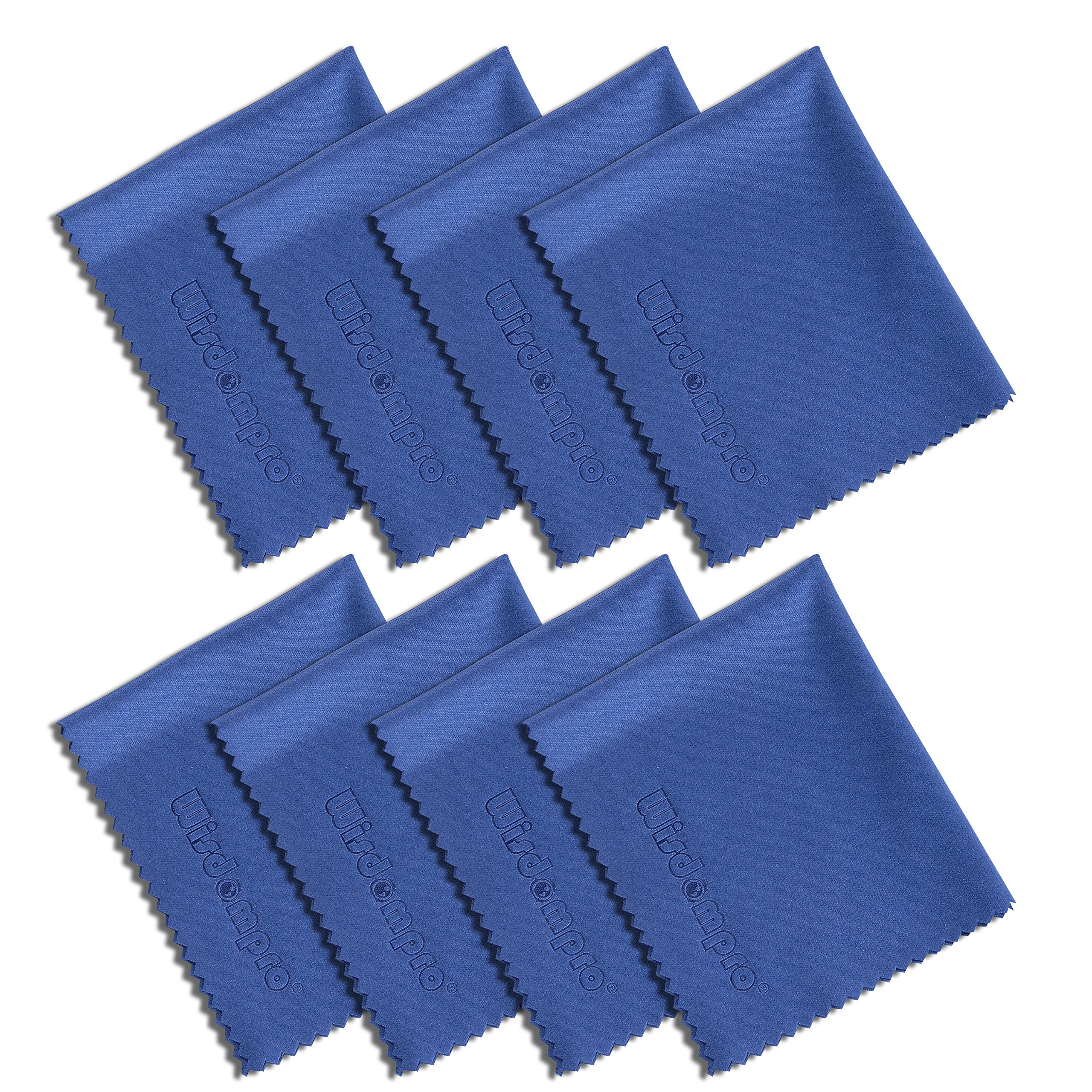Wisdompro 8-Pack (6 x 7 inch) Microfiber Cleaning Cloth For Camera Lens, Glass, Lenses, Phone, Tablet, Laptop, LCD TV/Computer Screen/Monitor and other Delicate Surface - Blue