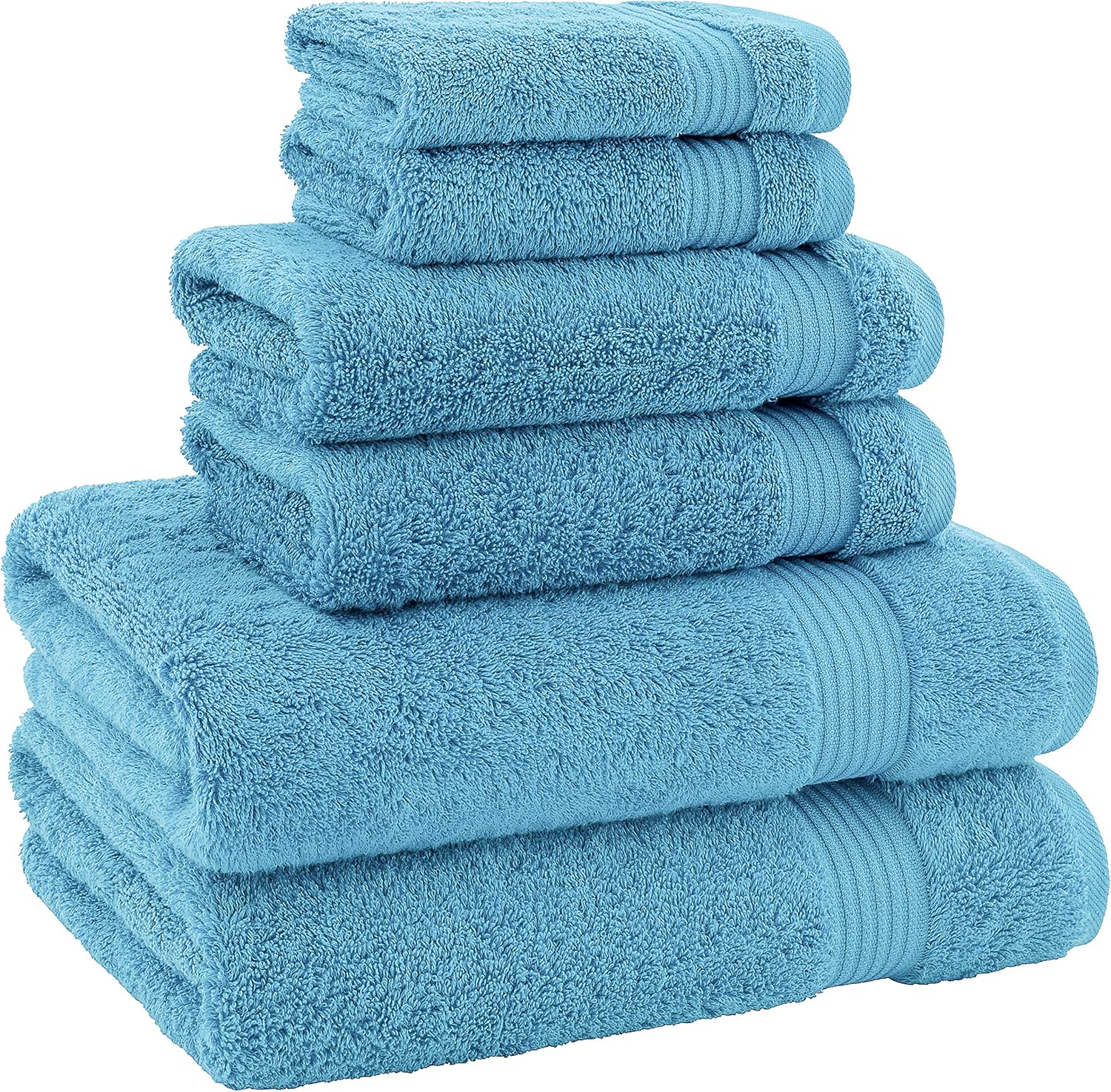 Hotel & Spa Quality, Absorbent & Soft Decorative Kitchen & Bathroom Sets, 100% Turkish Genuine Cotton 6 Piece Towel Set, Includes 2 Bath Towels, 2 Hand Towels, 2 Washcloths - Sky Blue: Kitchen & Dining