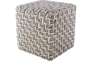 Artistic Weavers Pouf, 20" x 20" x 14", Charcoal/Cream