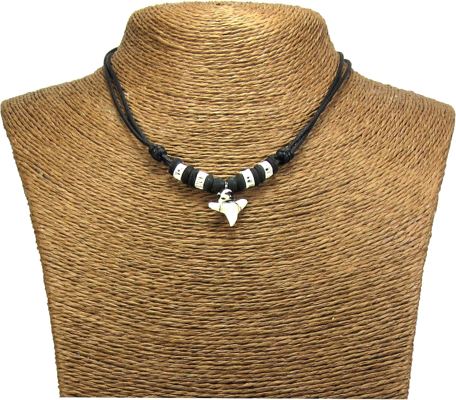 Real Shark Tooth Necklace Surfer Hawaiian Beach Boys Girls Men - Color White Bone Shark Surfer Necklace Unisex Shark Jewelry Necklace