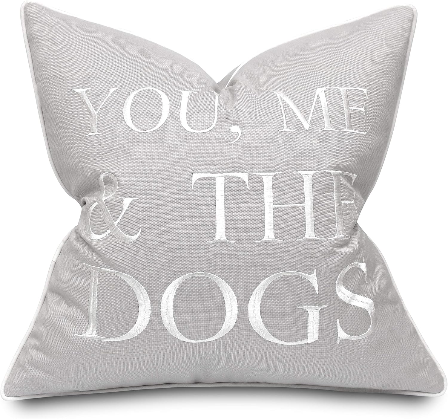 Amazon Com Yugtex You Me And The Dogs Embroidered Square Accent Throw Pillow Cover Gift For Pet Lovers Dog Lovers Housewarming Couple Cushion Cover 18x18 L Grey Home Kitchen