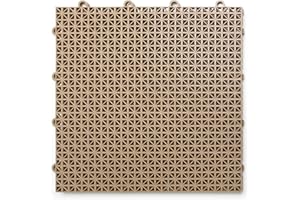 Big Floors DuraGrid Outdoor Modular Deck Tiles, Interlocking, Slip-Resistant, Self-Draining, Durable Plastic Flooring, Easy Install, UV & Water Resistant, Made in USA, 40 Pack, Beige