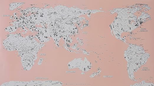 Planisphere Carte Du Monde Cartographie Dessin Voyage Poster