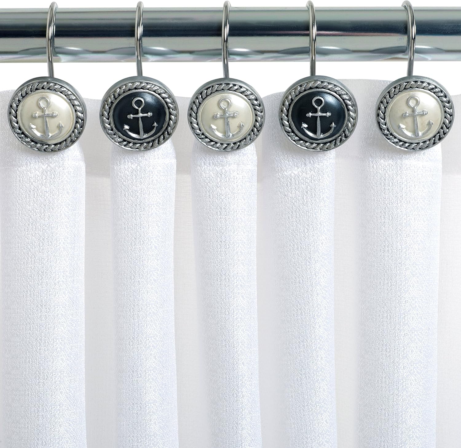 Zenna Home, India Ink Beach Cottage Shower Curtain Hooks, Nautical eBay