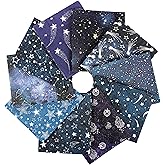 Craftido -25 Options- 100% Cotton Quilting Fabric Bundles 10pcs Fat Quarters 18”x21”-Medium Weight 5.2 oz- Soft Cotton for Quilting, Sewing Project, Patchwork, DIY Crafts – Starry Sky