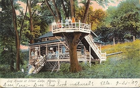 Poster Log House At Silver Lake Akron O Collection Postcards Id