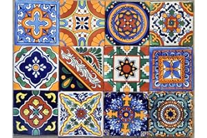 COLOR Y TRADICIÓN 40 Mexican Talavera Tiles Hand Painted 6"x6" Stairs Backsplash 10 Designs