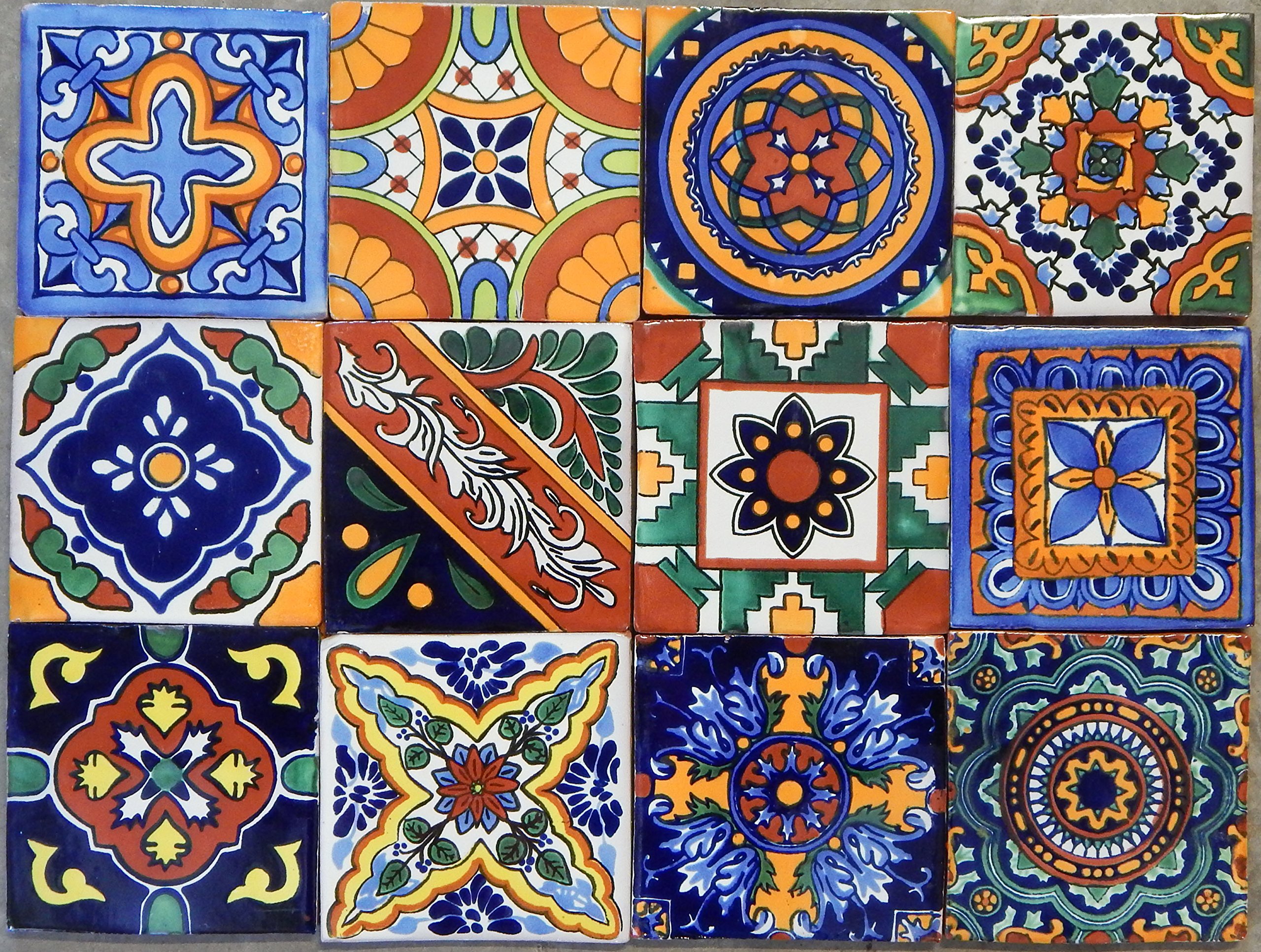 Photo 1 of 40 Mexican Talavera Tiles Hand Painted 6"x6" Stairs Backsplash 10 Designs