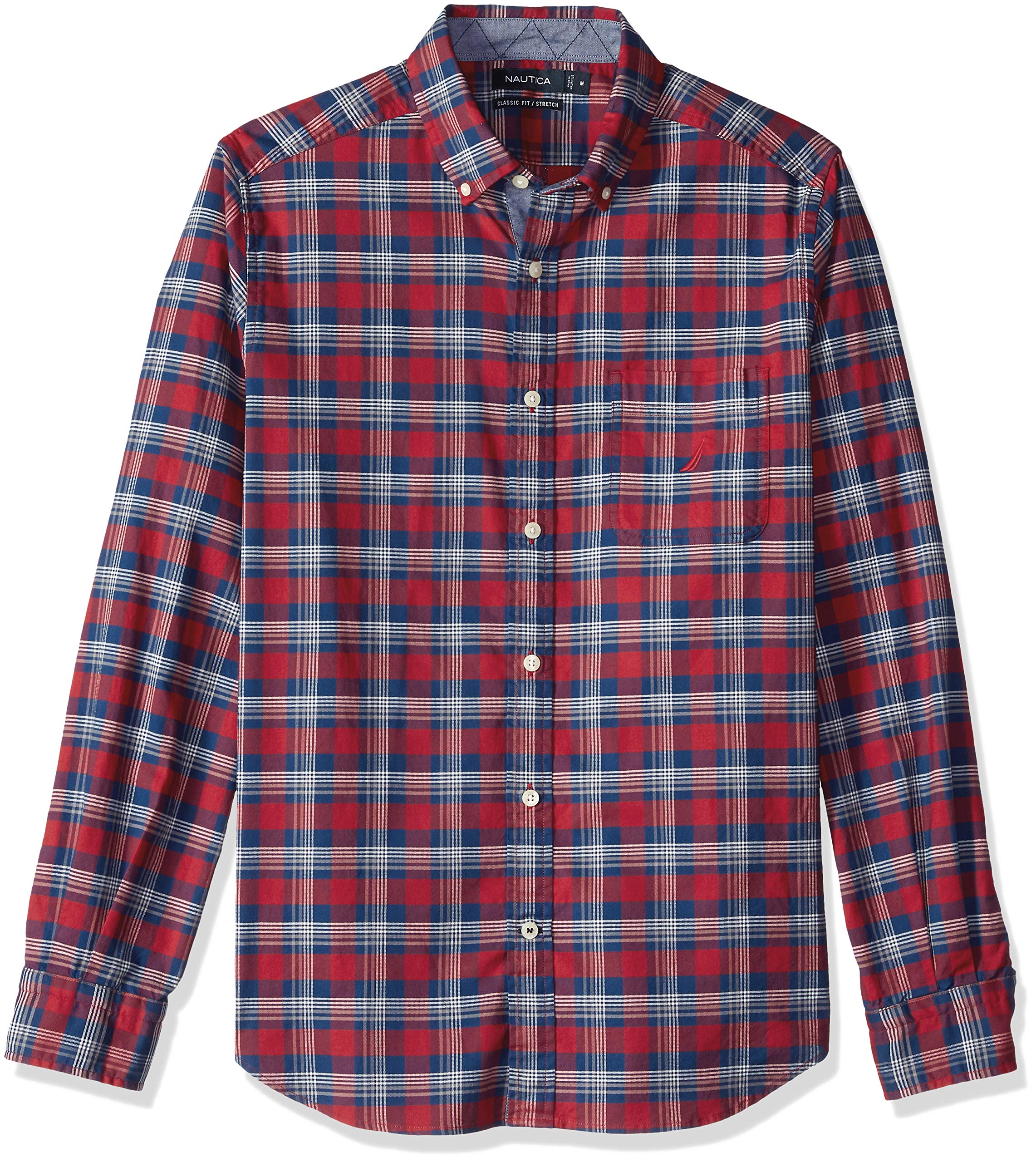 Nautica Men's Classic Fit Stretch Oxford Plaid Long Sleeve Button Down