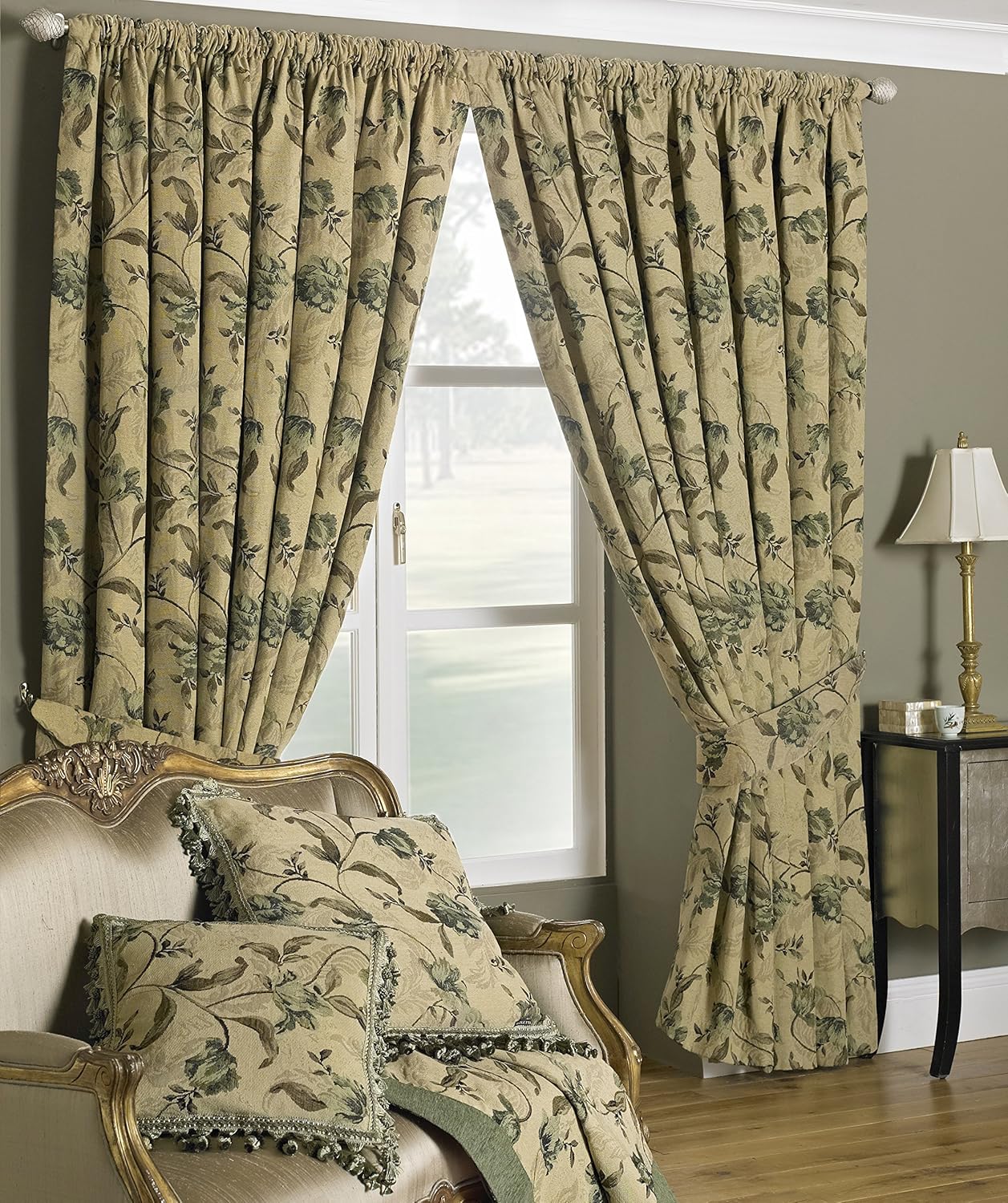 Paoletti Garda Chenille Jacquard Deluxe Pair of Ready Made Pencil Pleat