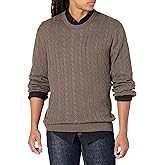 Amazon Essentials Men's Crewneck Cable Cotton Sweater