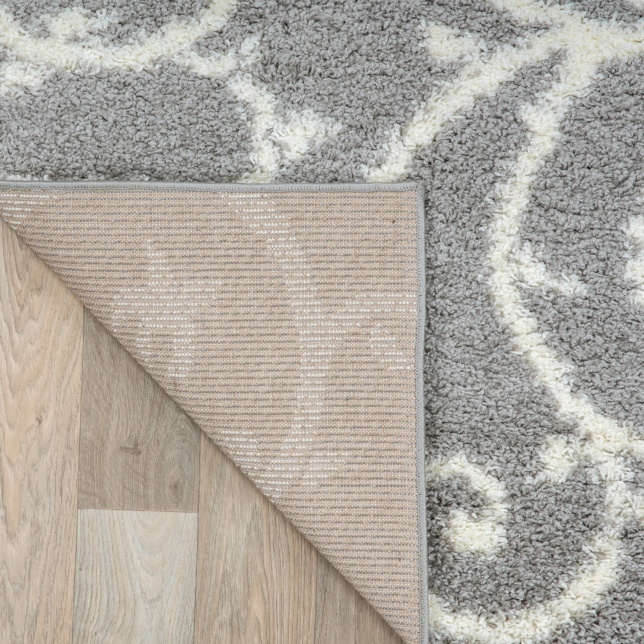 Cozy Contemporary Scroll Indoor Shag Runner Rug 2' X 7'2" Gray