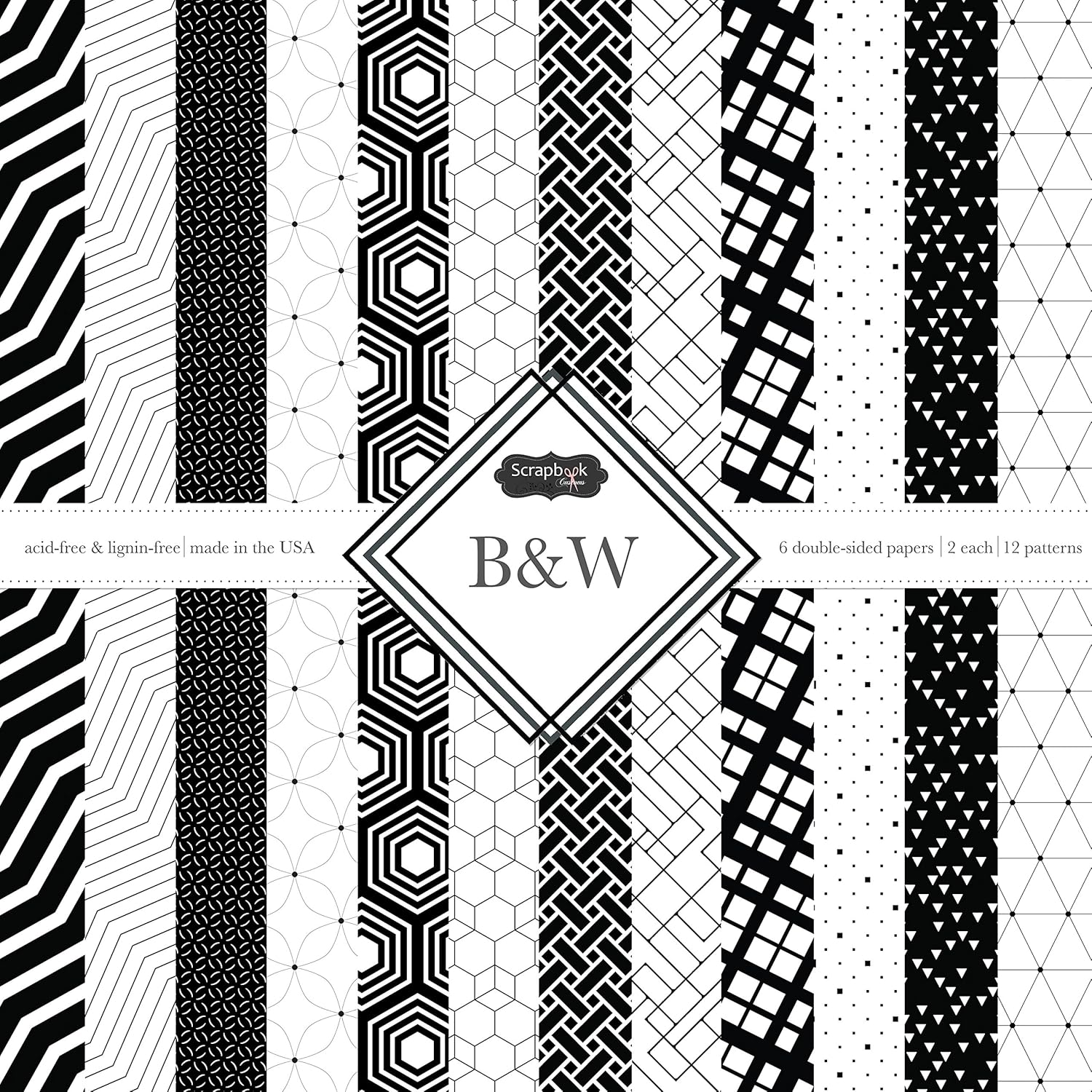 Scrapbook Customs Themed Paper Scrapbook Kit, Black & White