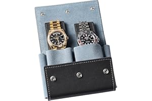 QWATCHBANDS Watch Travel Case Pouch - Genuine Leather Watch Pouches for 1 or 2 Watches - Luxury Watch Accessories in 10 Colors