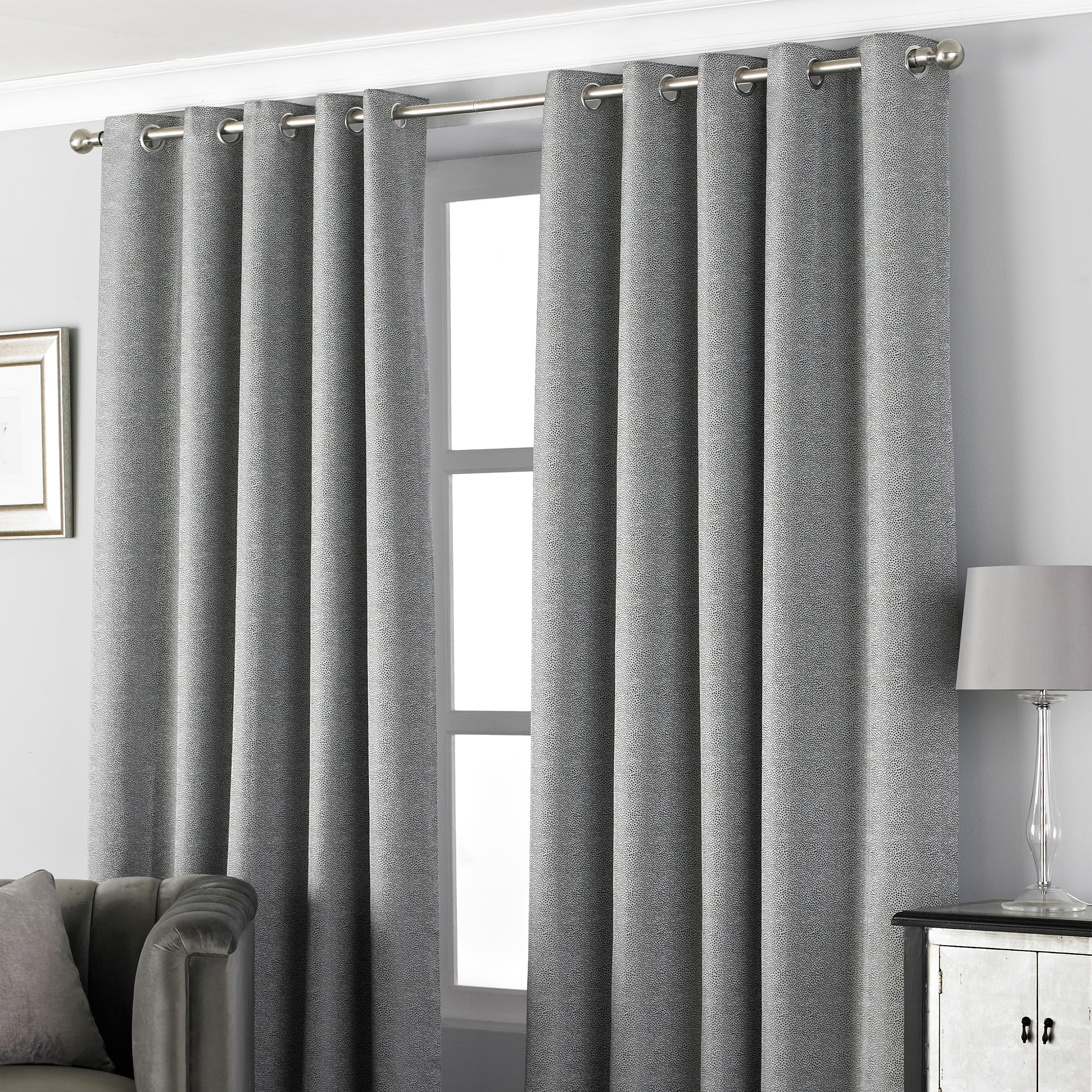 Paoletti Pendleton Spotted Eyelet Curtains, 229 x 229cm
