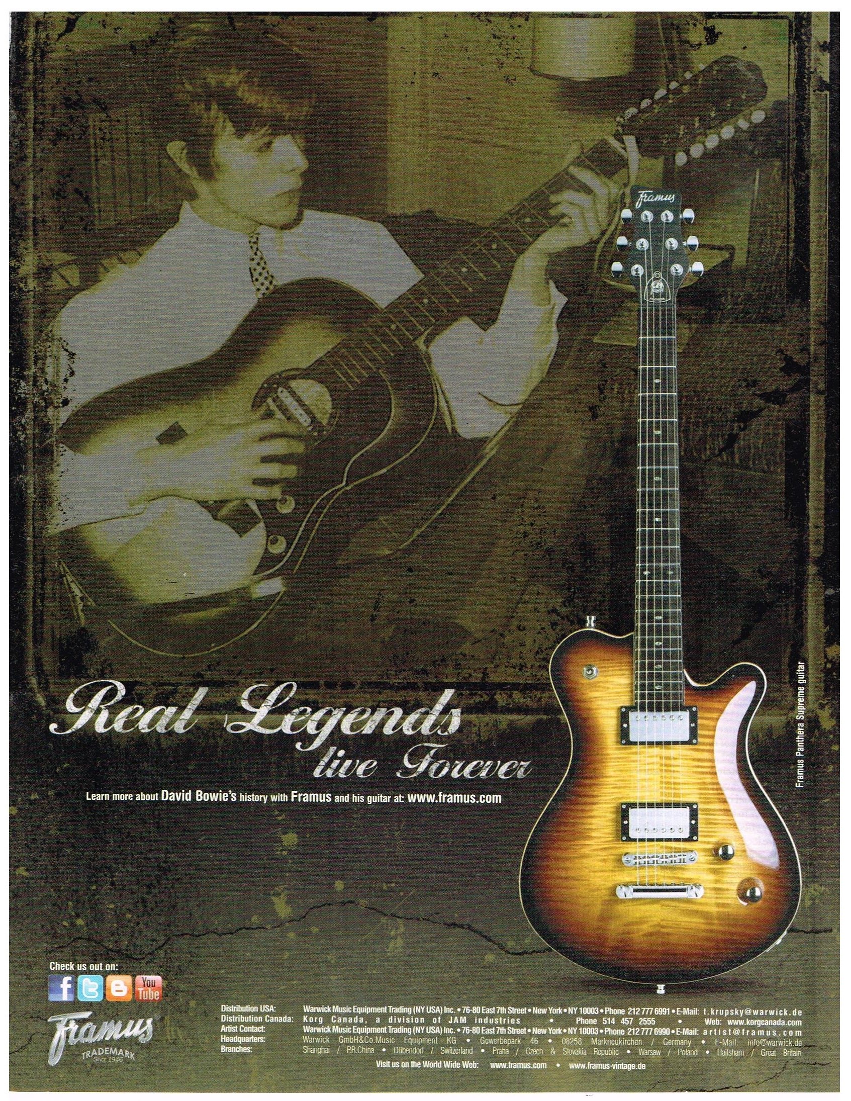Framus Guitars David Bowie 2011 Advertisement Framus 6238301086193 Amazon Com Books Framus Guitars David Bowie 2011 Advertisement Framus 6238301086193 Amazon Com Books