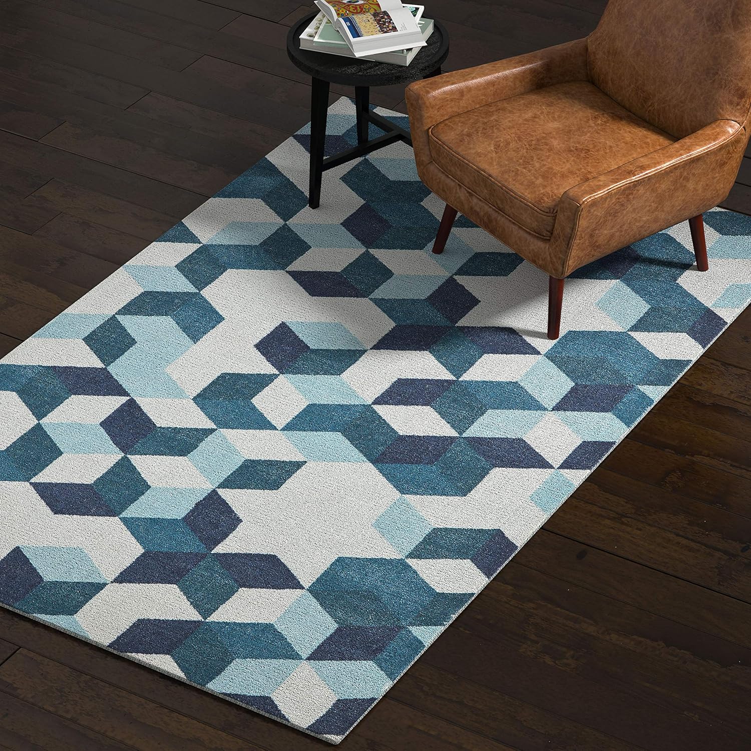 Amazon Brand – Rivet Modern Abstract Geometric Area Rug, 5 x 8 Foot, Blue