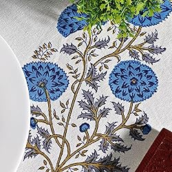 Ridhi Lapis Blue 100% Cotton Round 132 Tablecloth