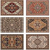 Fall Boho Carpet Placemats Set of 6, Washable Heat Resistant 12×18 Inch Linen Table Mats Orange Brown Place Mats for Party Outdoor Dining Decor