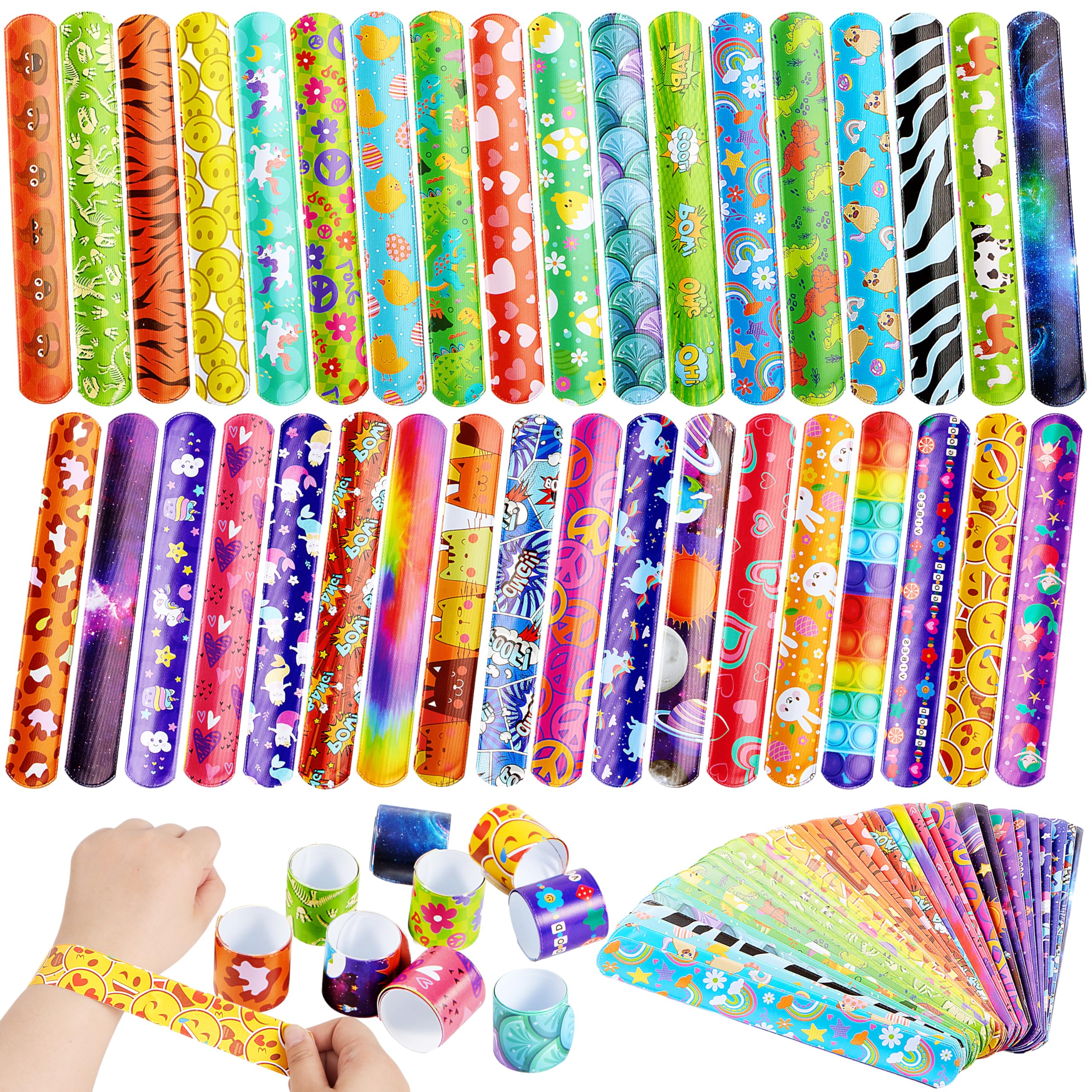 Photo 1 of JOYIN 72 Pcs Slap Bracelets for Kids, Bulk Wristbands with Animals, Friendship, Heart, Galaxy, Party Favors, Classroom Prizes Birthday Exchanging Gifts, Goodie Bag Stuffers