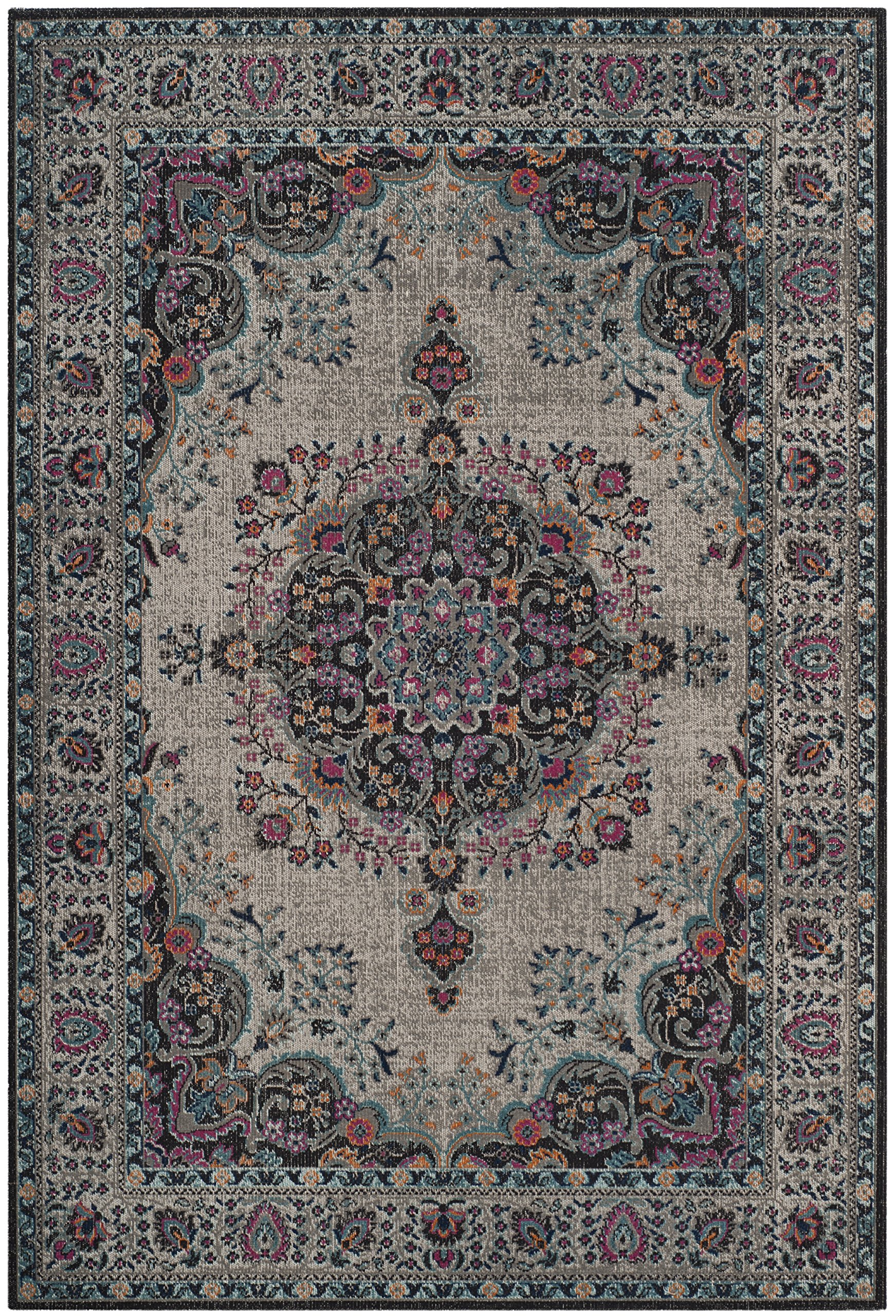 Safavieh Vintage Inspired Indoor Woven Rectangle Area Rug, Artisan Collection, ATN334, in Grey / Fuchsia, 91 X 152 cm for Living Room, Bedroom or Any Indoor Space