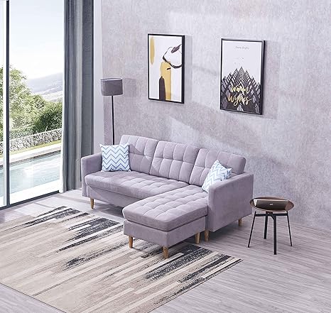 Amazon Com Convertible Sectional Sofa Gray Julyfox L Shaped