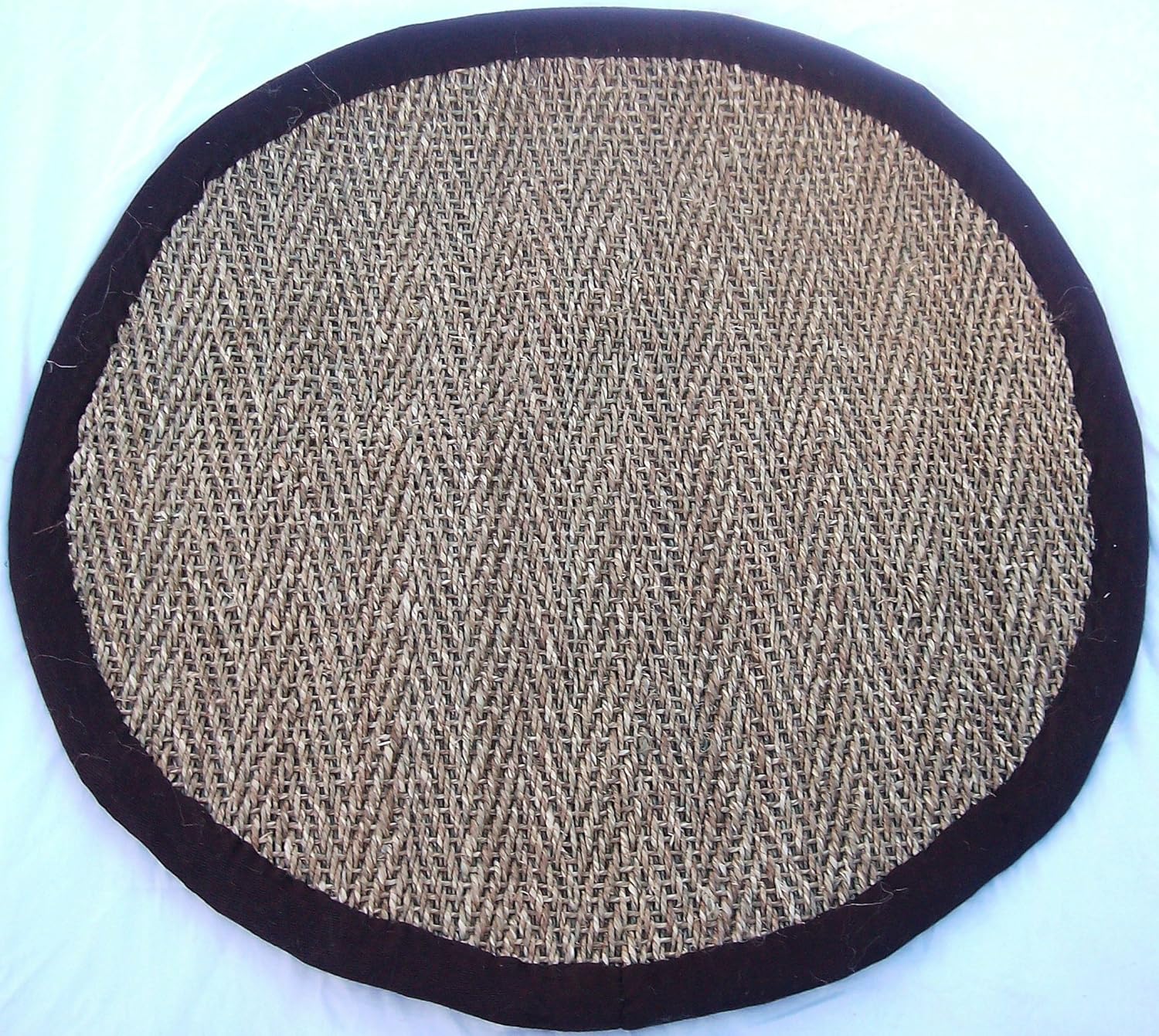 Round Seagrass Rug Herringbone Design Unbacked 6ft (1.84mts) dia