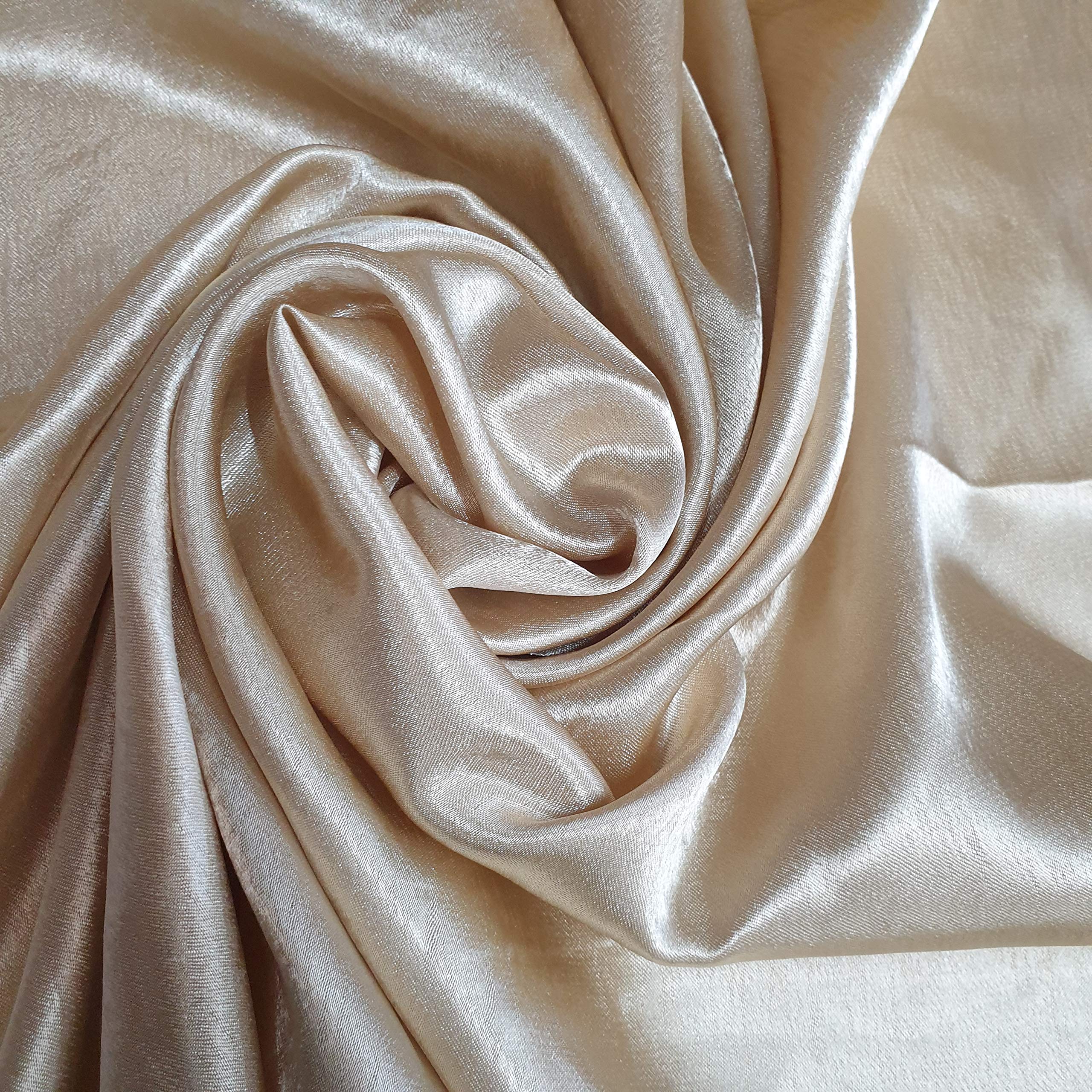Satin Back Crepe Fabric Polyester Dress Decoration Drape Material 58" (Gold, 2 Meter)