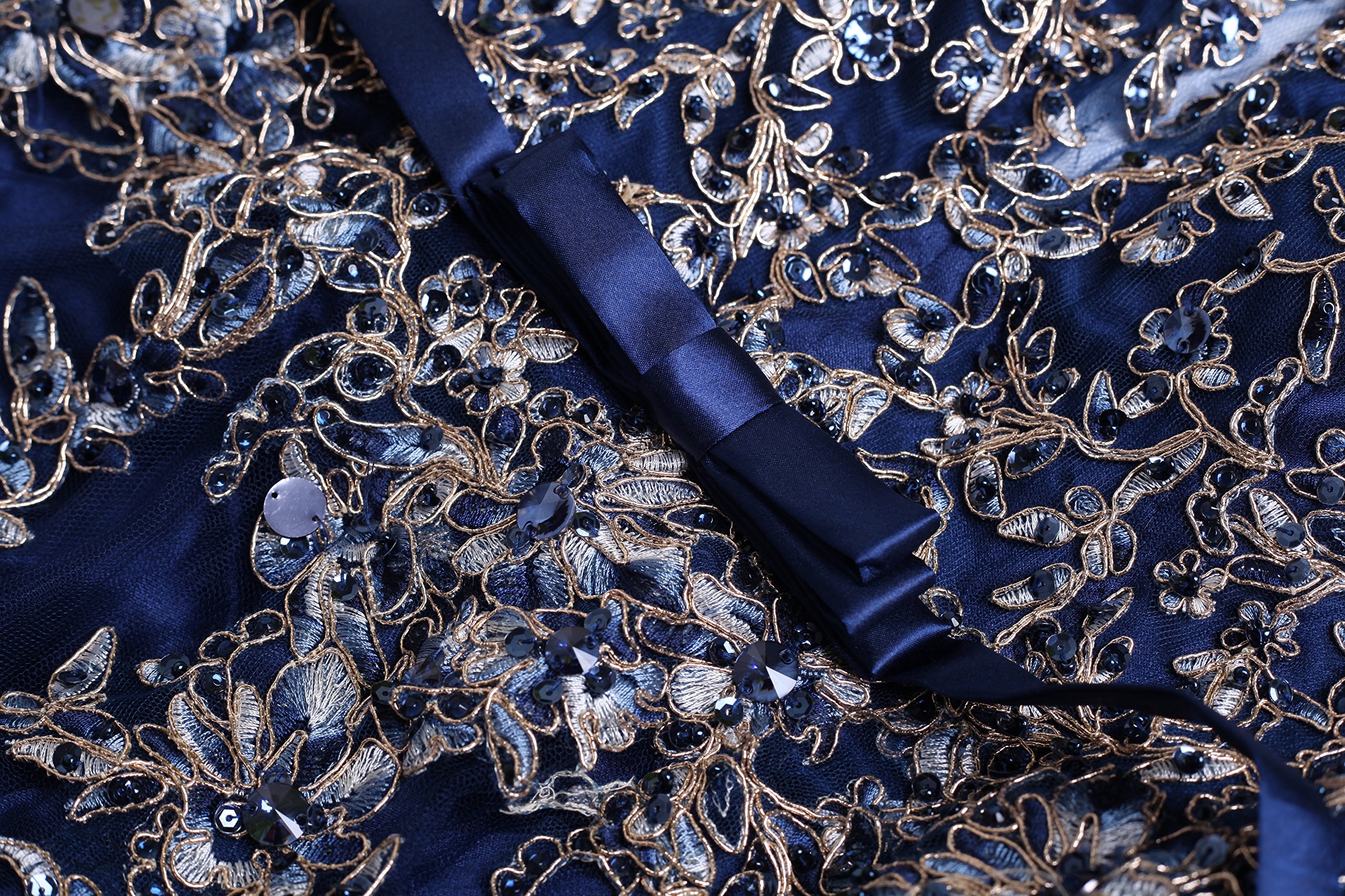 meier women's illusion long sleeve embroidery prom formal dress