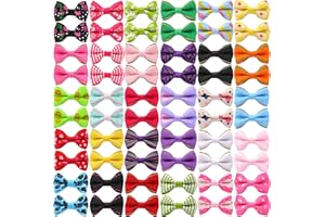 YAKA 60PCS (30 Paris) Cute Puppy Dog Small Bowknot Hair Bows with Metal Clips Handmade Hair Accessories Bow Pet Grooming Prod