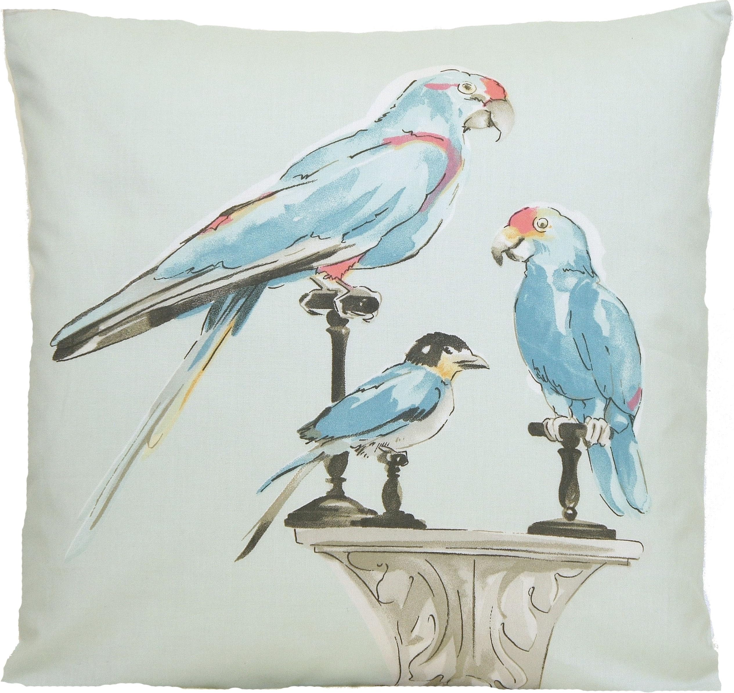 Nina Campbell Blue Parrots Accent Pillow Throw Case Birds Pattern Cushion Cover Fabric Family Perroquet