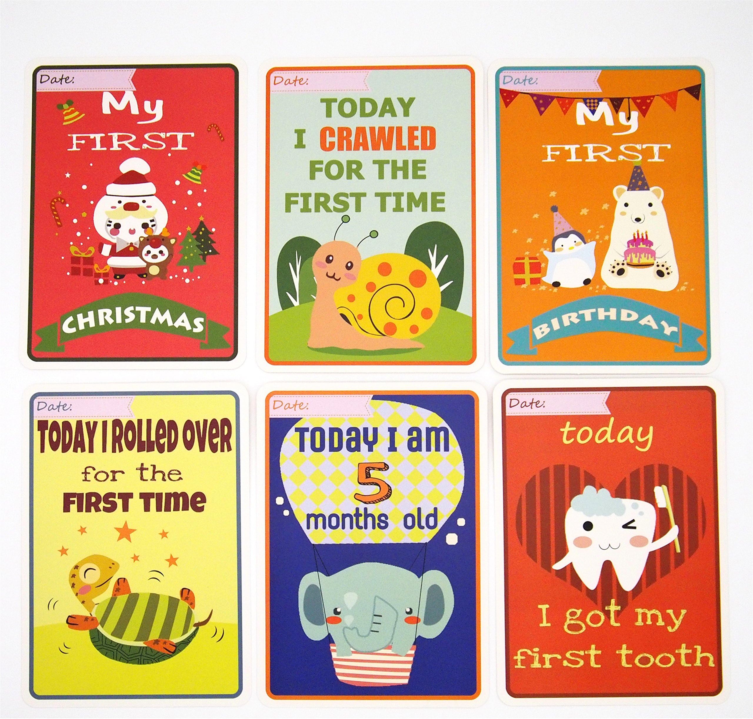 Baby Milestone Cards New Baby Shower Monther Gift Keepsake Box Newborns Monter Father Take Photo Pictures Commemorate 32 Cards