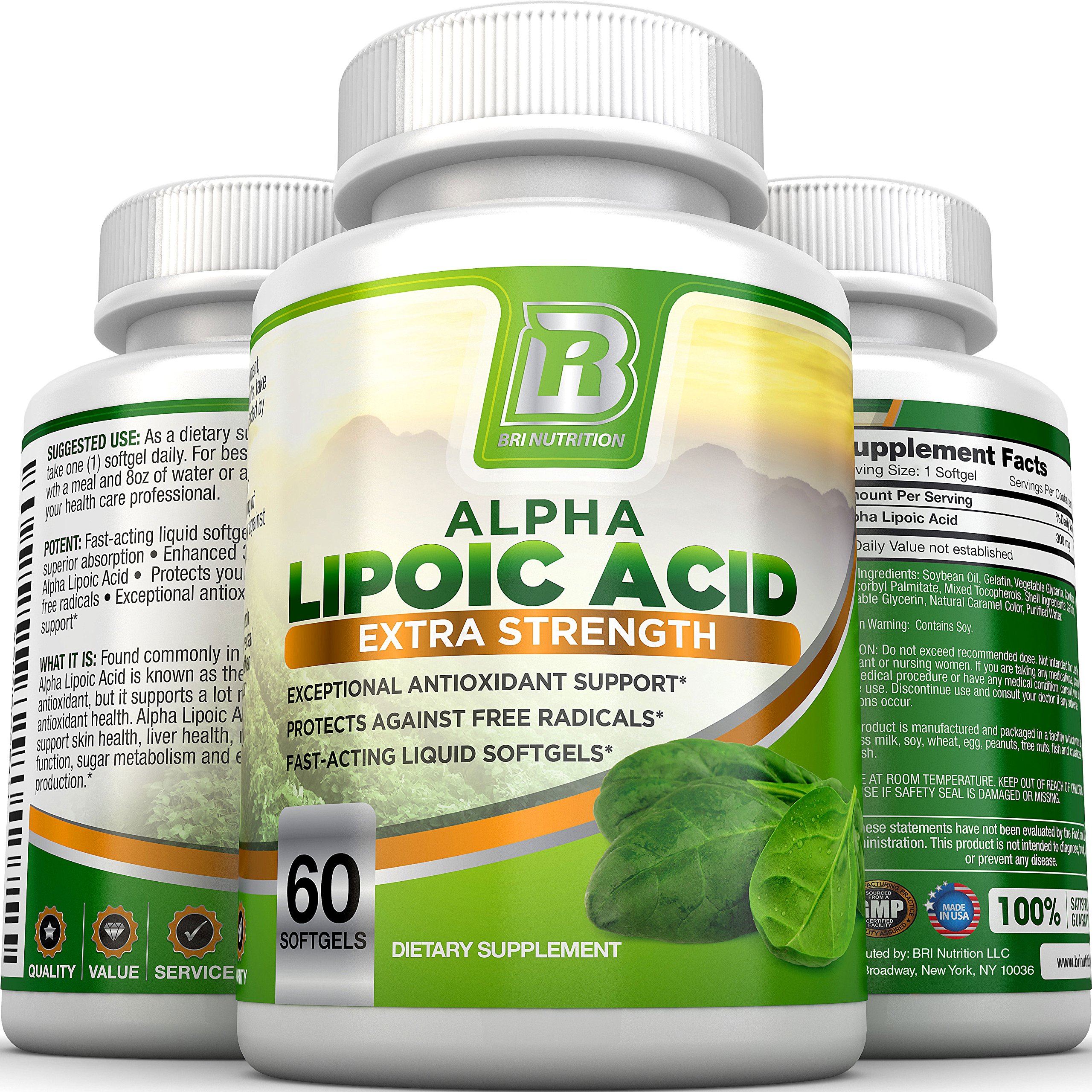 BRI Nutrition Alpha Lipoic Acid ALA Softgel Combats Free Radical