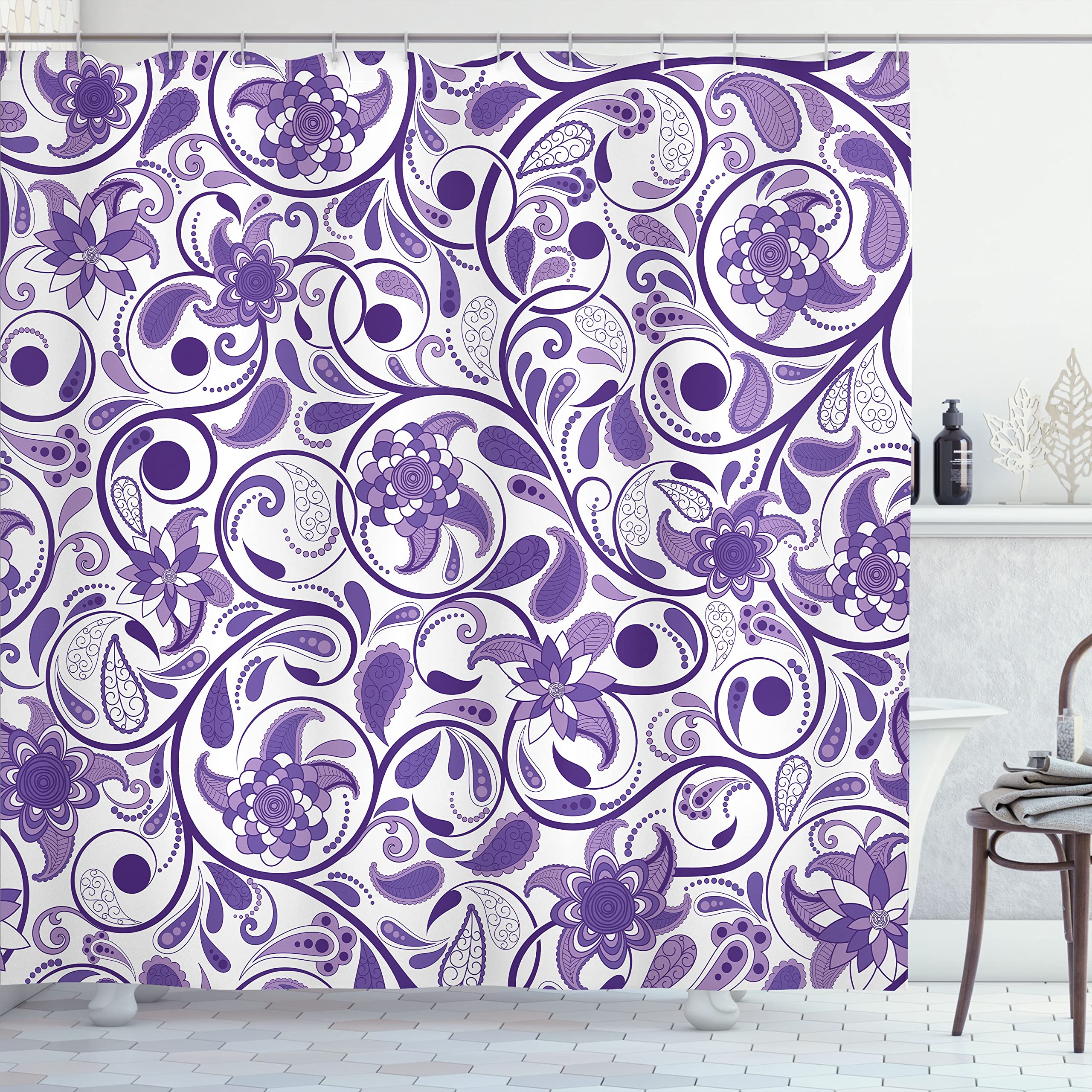 Ambesonne Vintage Shower Curtain, Oriental Scroll