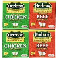 Herb-Ox Sodium Free Bouillon Bundle - 4 Items (2 Beef Bouillon and 2 Chicken Bouillon) - Super Value