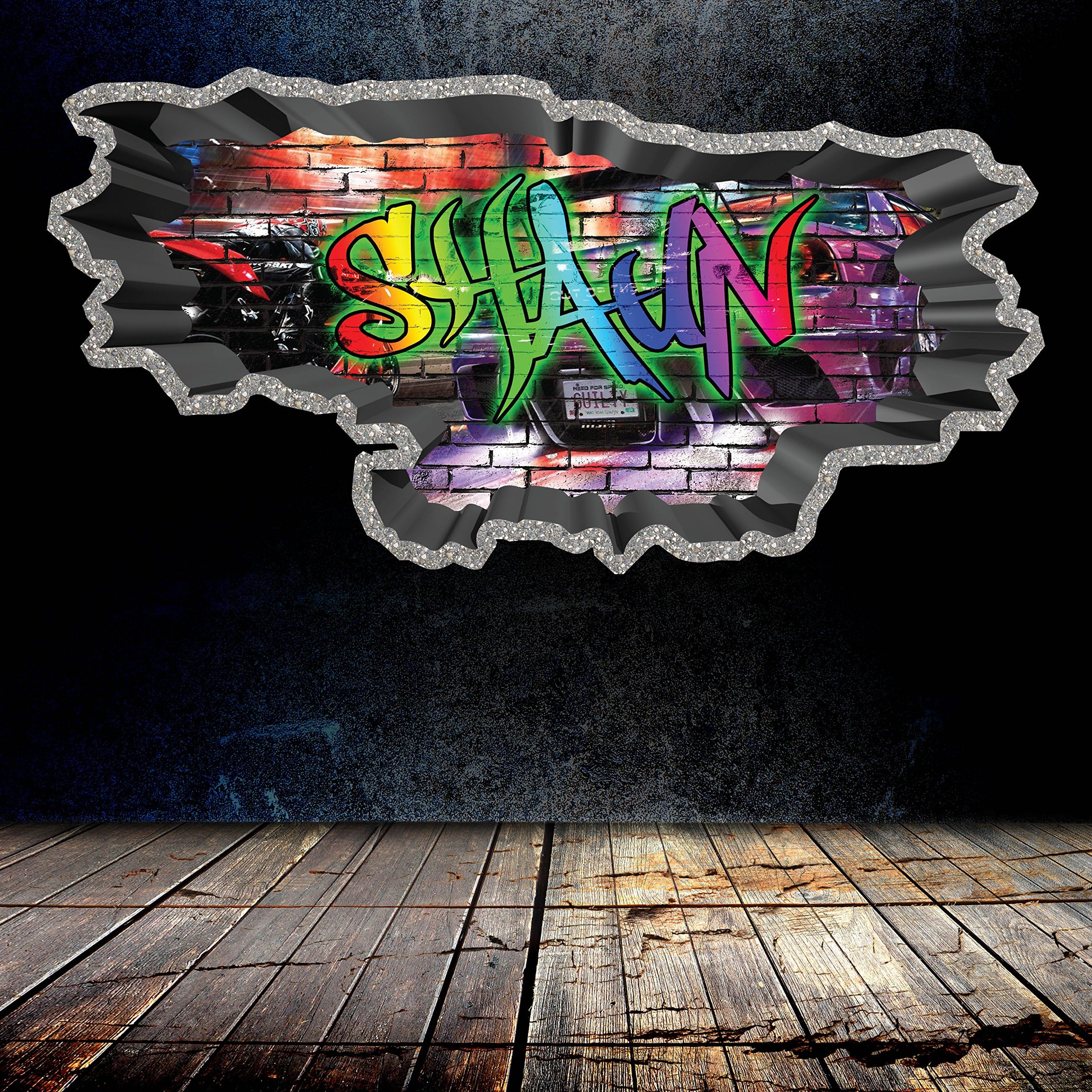 Custom Name Graffiti Wall Art, 3D Personalized Decal, Removable Vinyl Peel and Stick Sticker, Room Decor Mural, (WSDPGN70_L)