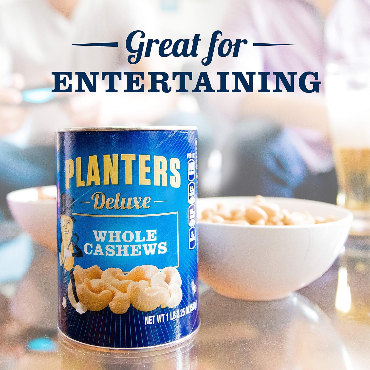 PLANTERS Deluxe Whole Cashews, 18.25 oz. Resealable Jar - Wholesome Snack Roasted in Peanut Oil with Sea Salt - Nutrient-Dense Snack & Good Source of Magnesium : Snack Cashews : Grocery & Gourmet Food