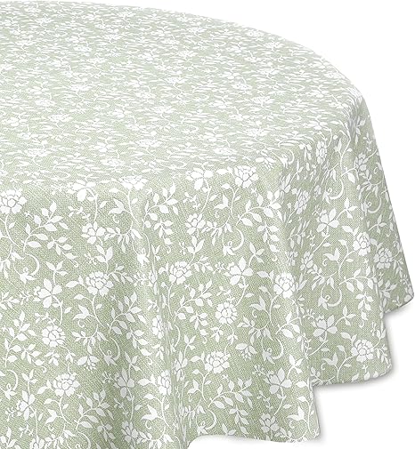 Amazon De Wachstuchtischdecke Gepragt Abwischbar Oval Rund Eckig Wachstuch Garten Tischdecke Grosse Und Motiv Wahlbar Rund 140 Cm Uni Flower Grun Weiss