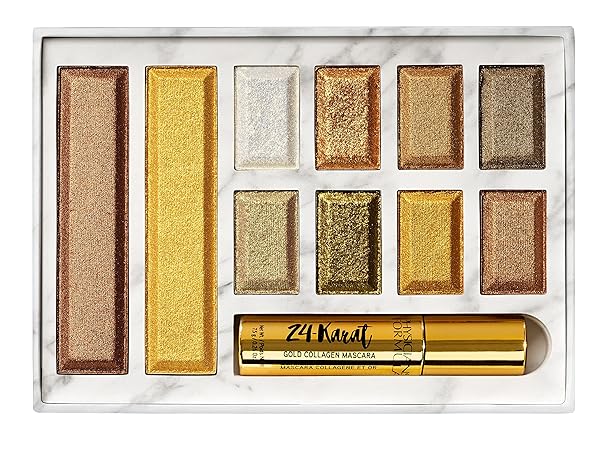 PHYSICIANS FORMULA 24-KARAT GOLD SHIMMER MAKEUP SET, FACE PALETTE, THE GOLD VAULT, MASCARA, EYESHADOW, CHRISTMAS GIFT