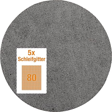kwb Quick-Stick Schleifgitter-Scheibe K 80 – für Langhalsschleifer, 225 mm Ø, aus Fiberglas, gelocht mit Klett (5 Stk.)