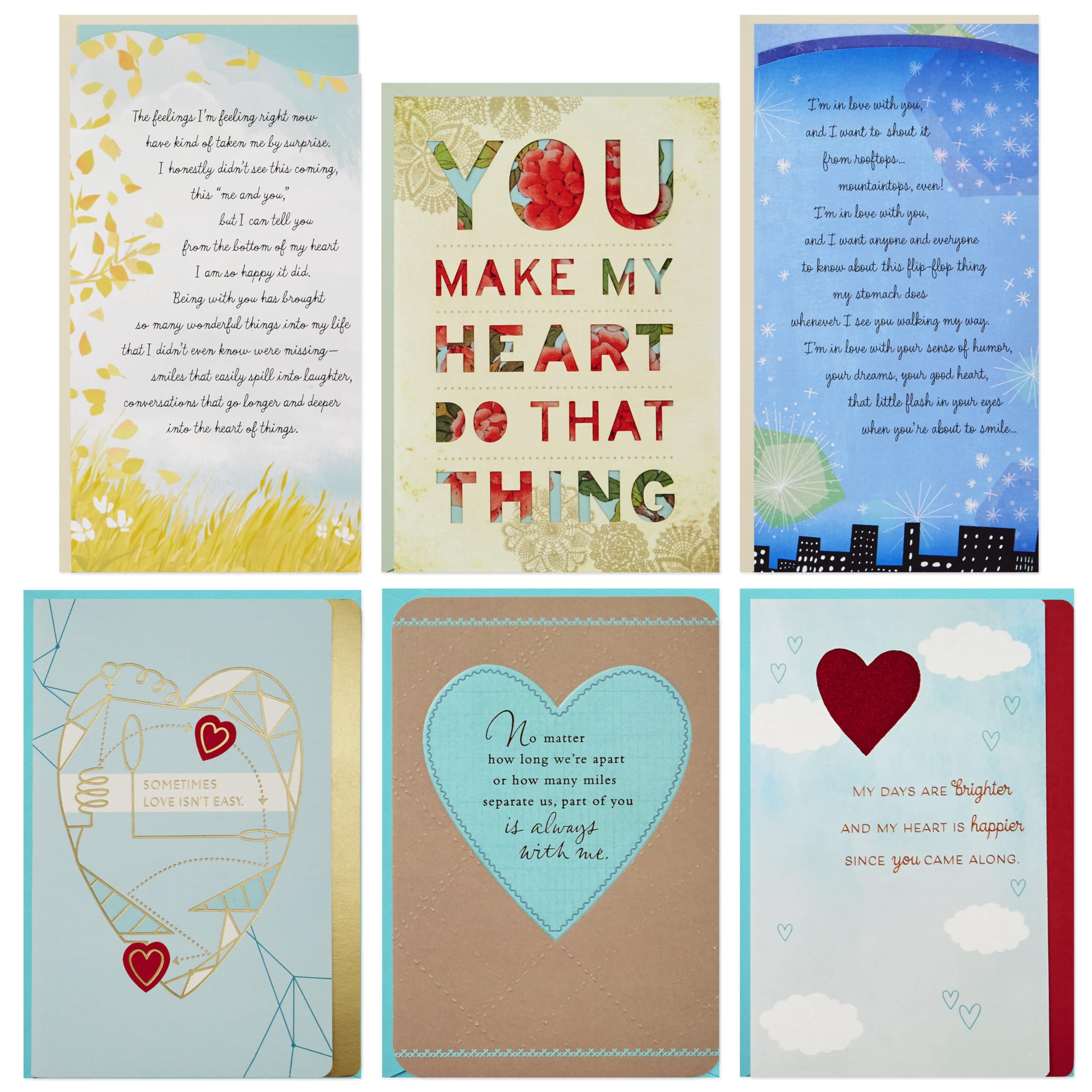 Hallmark Flirting/Dating/Love Assortment (6 Cards and 6 envelopes)