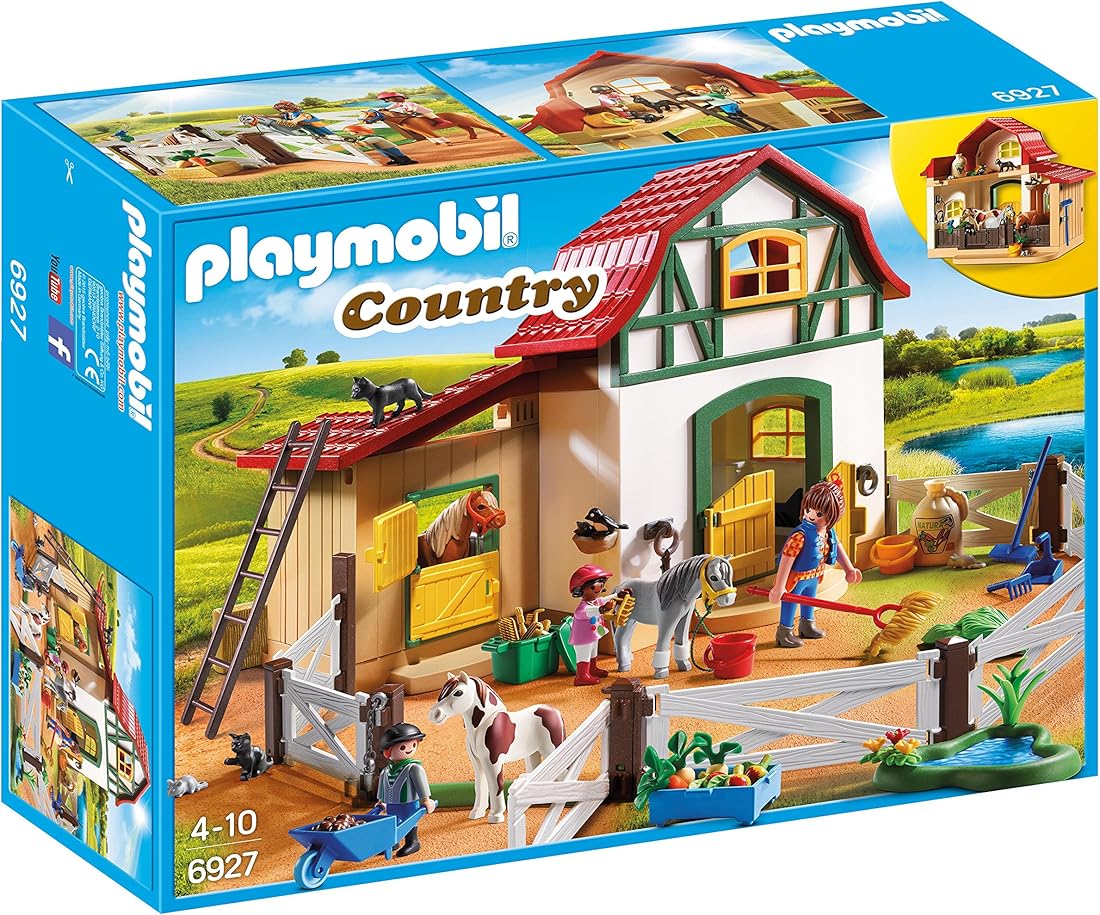 Playmobil country 6927 - maneggio dei pony con animali e fienile, dai 4 anni