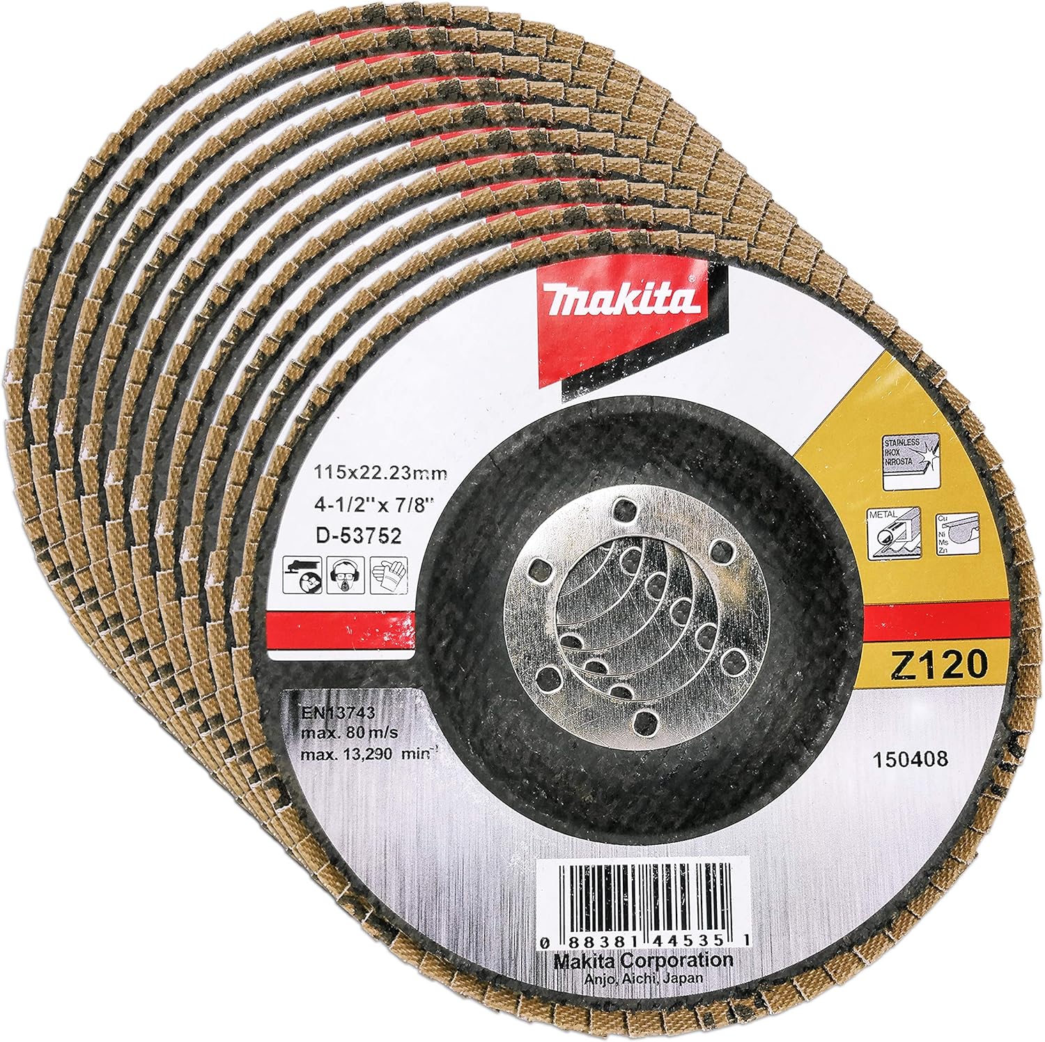 Makita 10 Pack 120 Grit Flap Disc For Grinders Fine Conditioning