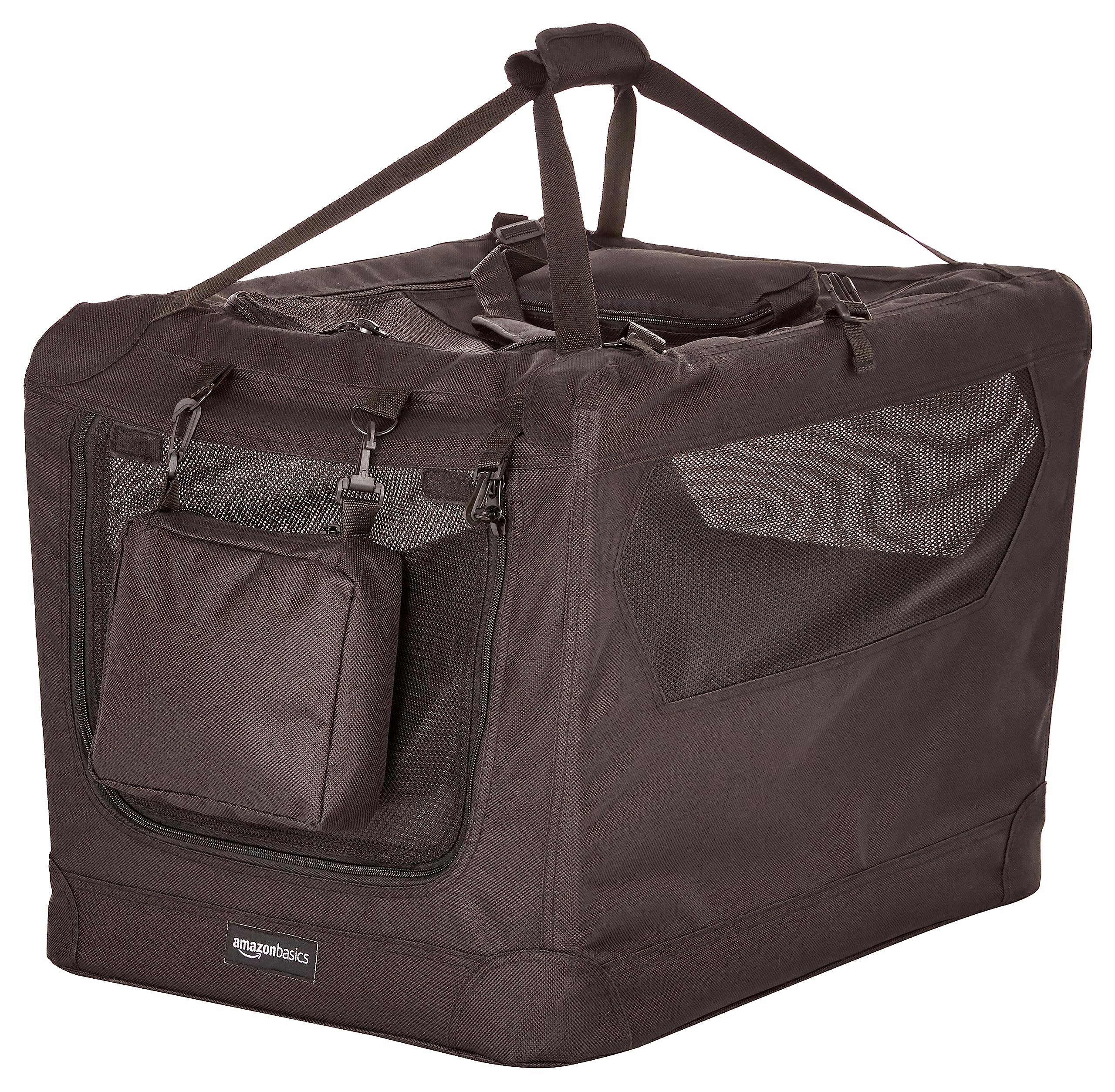 Amazon Basics Premium Folding Portable Soft Pet Crate, Black, 67 cm L x 45 cm W x 46 cm H