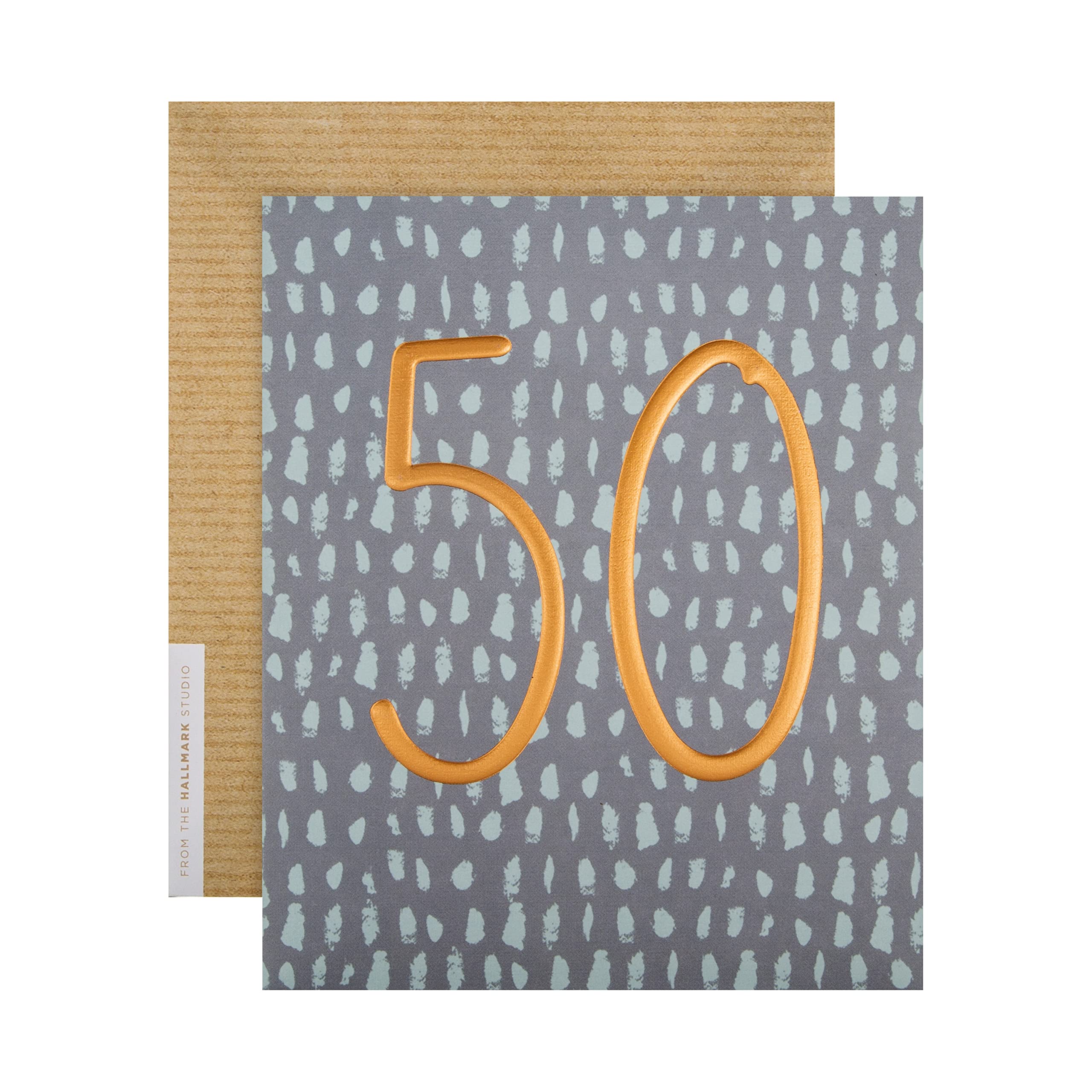 Hallmark 50th Birthday Card - Embossed Copper Foil Number Design