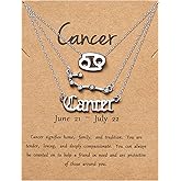 PANTIDE 3Pcs Constellation Zodiac Layer Necklaces for Women Girls, Retro 14K Gold Plated 12 Constellation Pendant Necklace Exquisite Letter Horoscope Old English Zodiac Sign Jewelry Birthday Gift