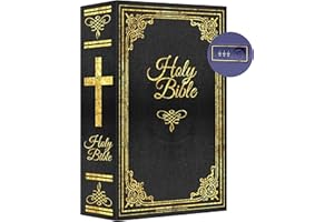 ULIXU Deversion Book Safe Storage Box with Real Pages Combination Lock and Key Lock Box Money Safe Book Storage Lock Boxes for Personal Items 9.3''x6.1''x2.3'' (Bible(Black)-Combo)