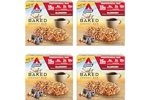 Atkins Blueberry Flavored Soft Baked Energy Bars, High in Protein Snack Bar, Low Sugar, High Fiber Snack, Protein Snack, 4 Packs (4 Bars Each)